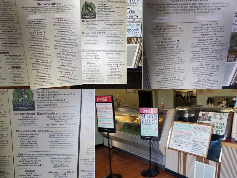 Sandwich Factory Menu