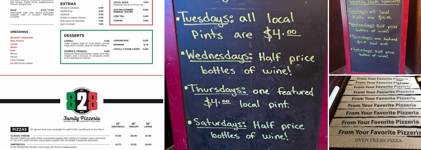 828 Family Pizzeria Menu