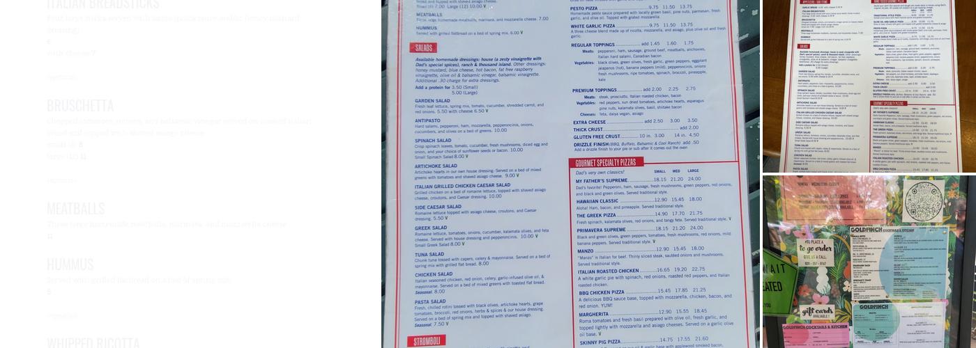 My Father's Pizza & Pasta Menu