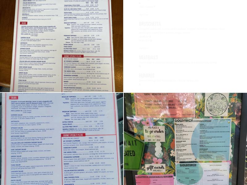 My Father's Pizza & Pasta Menu