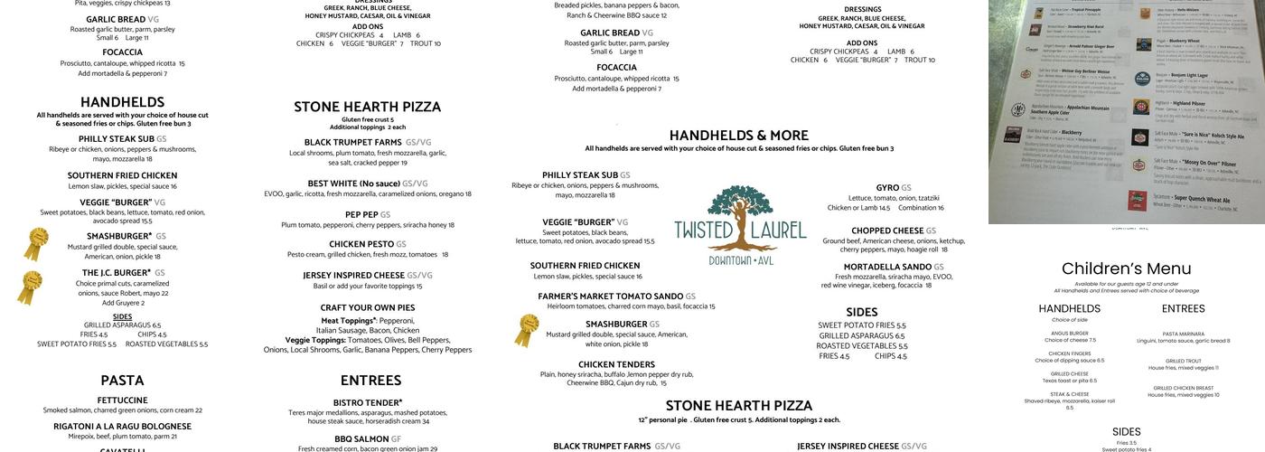 Twisted Laurel Downtown Asheville Menu