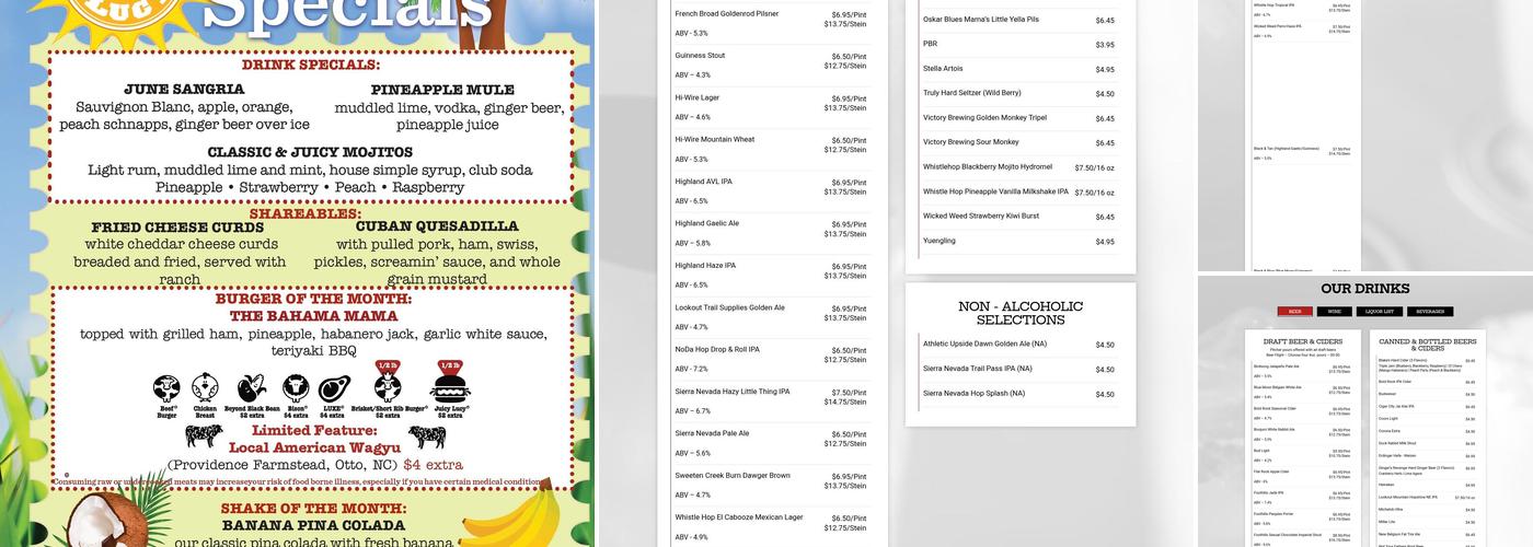 Juicy Lucy's Burger Bar and Grill Menu