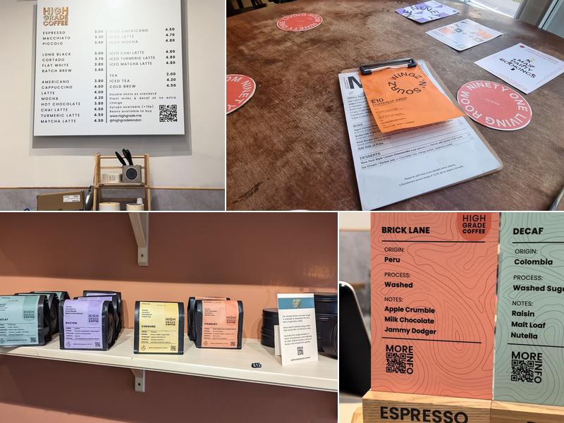 High Grade Coffee Menu