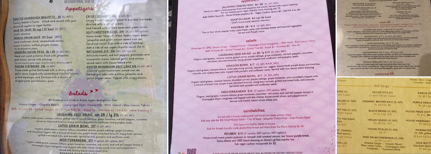 Laughing Seed Cafe Menu