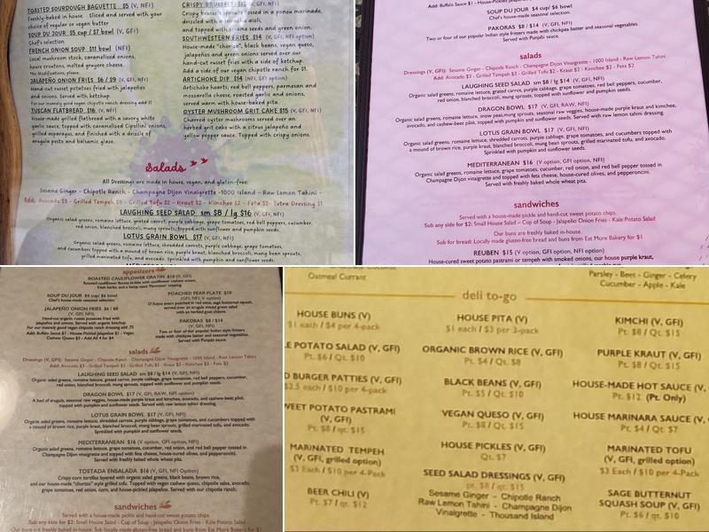 Laughing Seed Cafe Menu