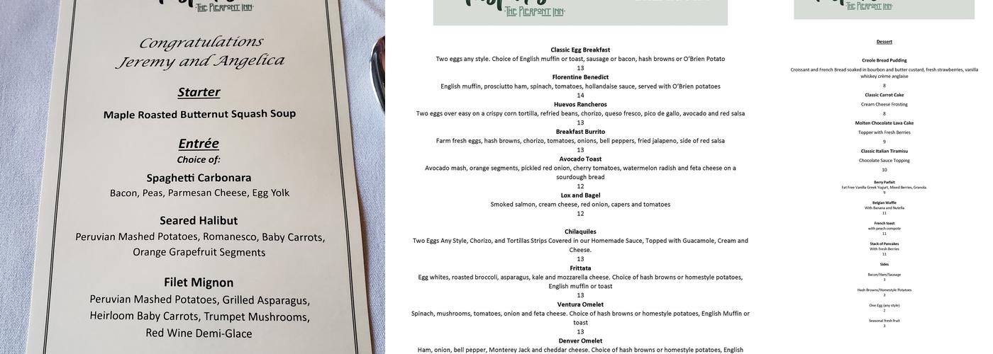 Austen's Restaurant Menu