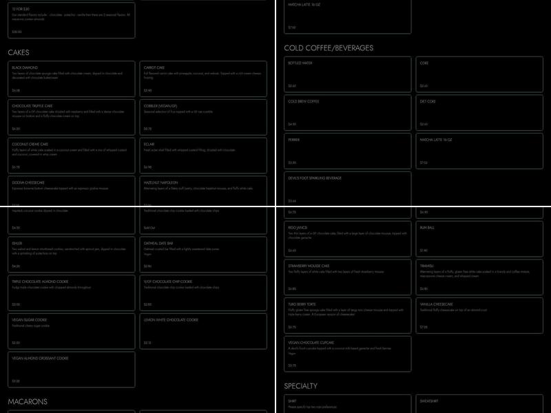 Old Europe Pastries Menu