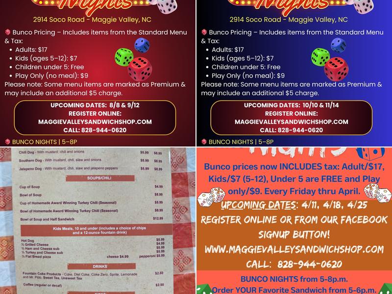 Maggie Valley Sandwich Shop Menu