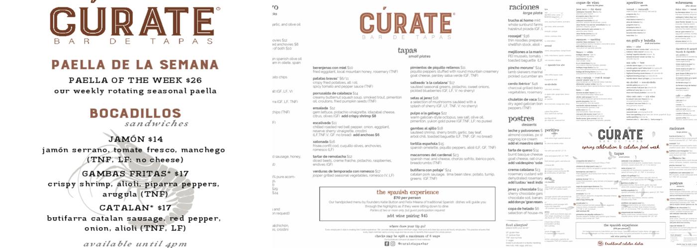 Cúrate Menu