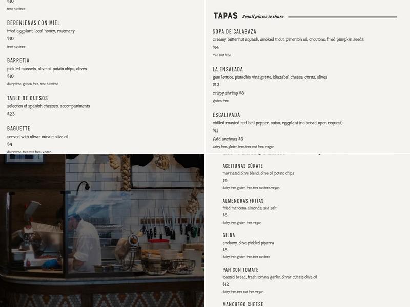 Cúrate Menu
