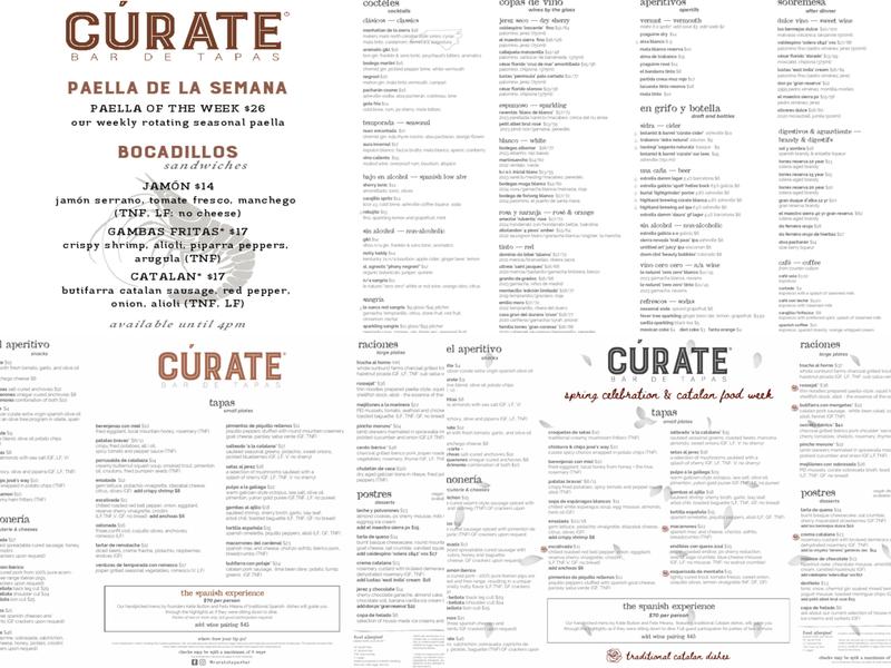 Cúrate Menu