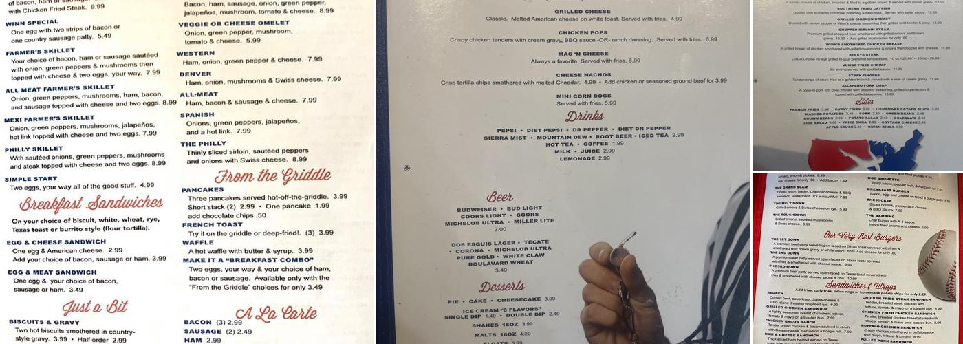 Winn's Sports Cafe & Grill Menu