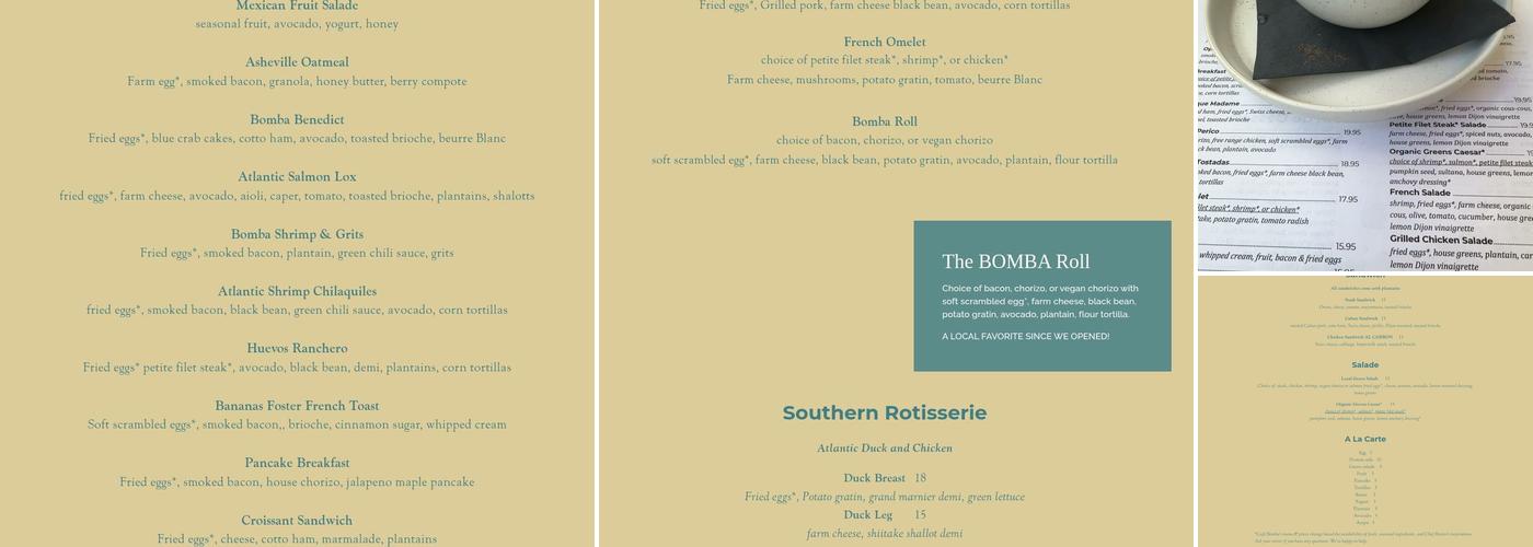 Café Bomba Menu