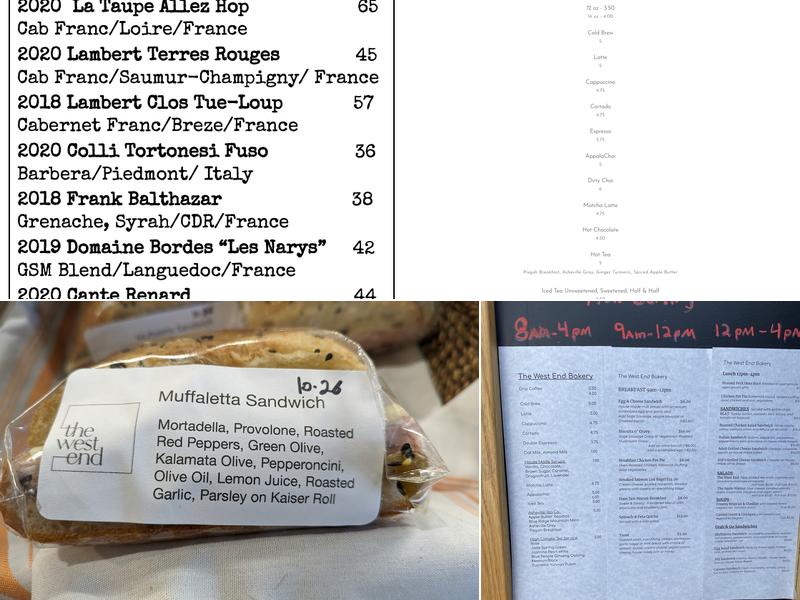 The West End Bakery Menu