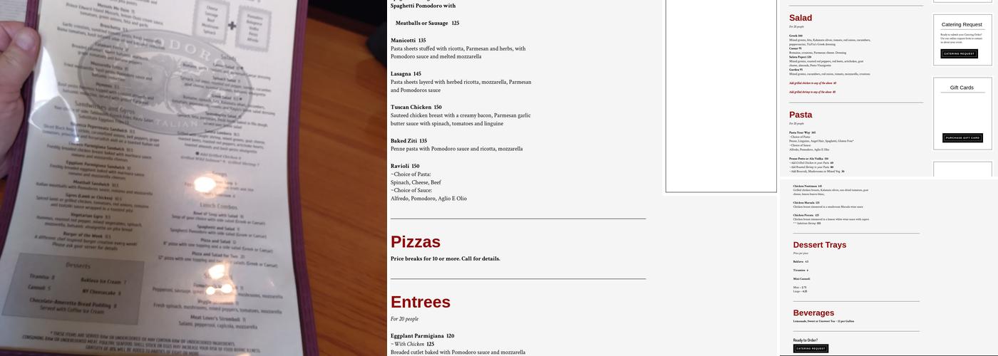 Pomodoros Greek & Italian Café Menu