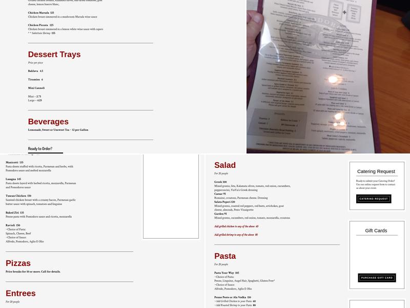 Pomodoros Greek & Italian Café Menu