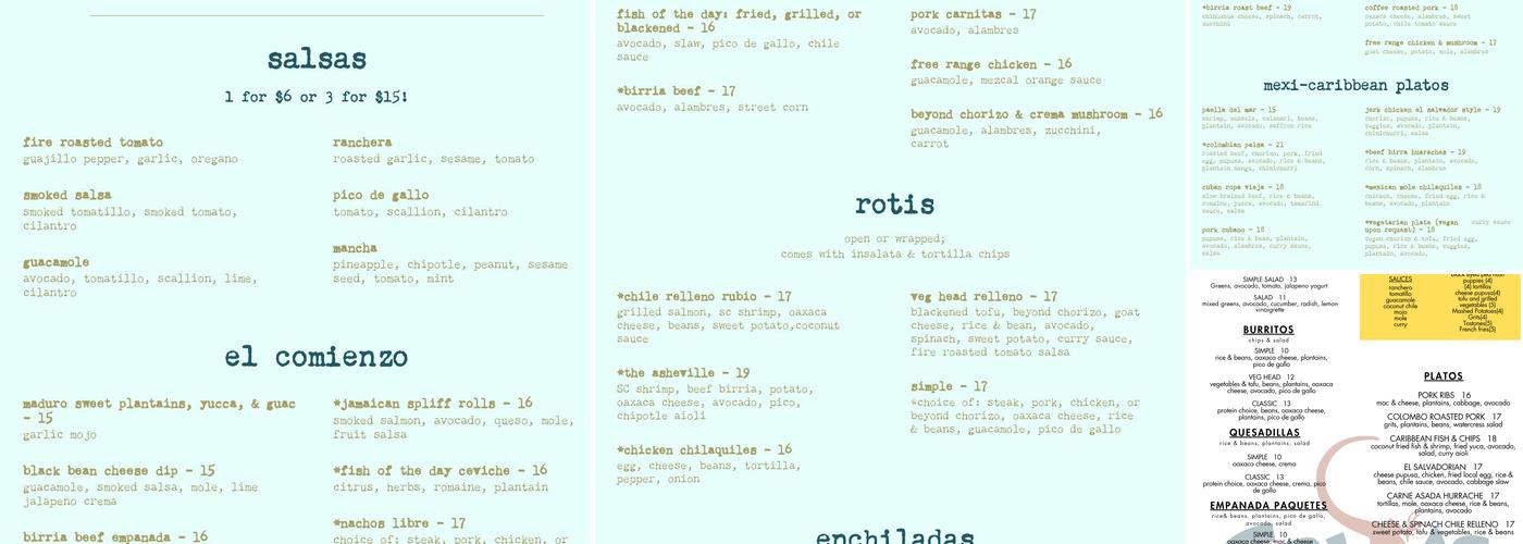 Salsa's Menu