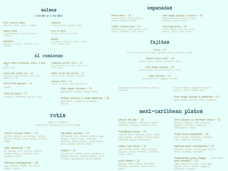 Salsa's Menu
