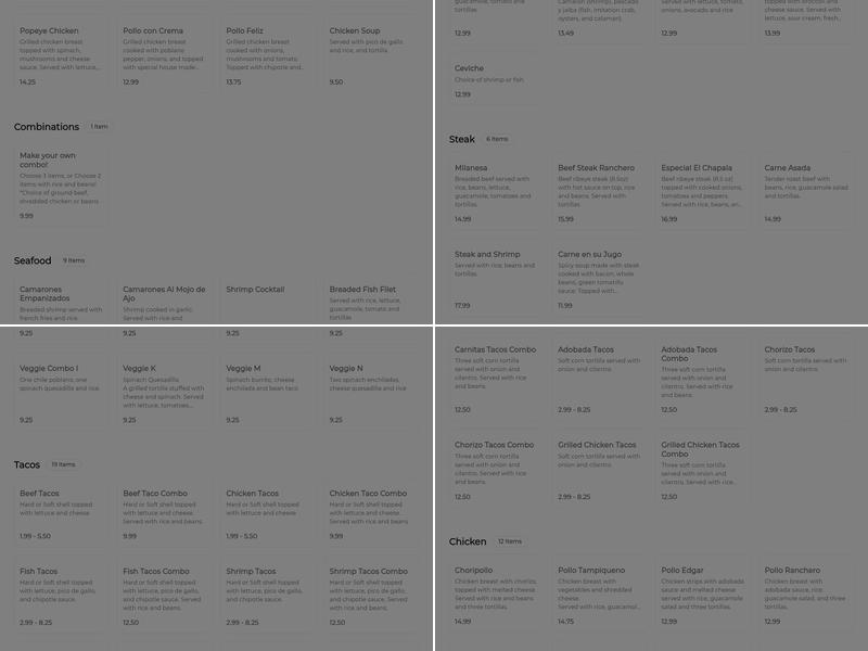 El Chapala III Mexican Restaurant Menu