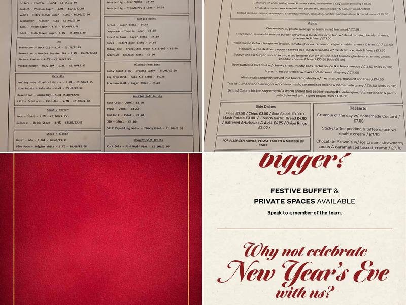 The Boleyn Tavern Menu