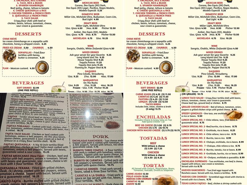 Three Compas Mexican Restaurant Menu