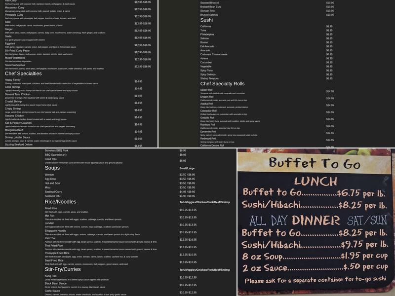 Yao buffet-sushi-grill Menu