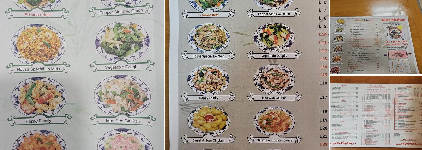 Kin's Kitchen Menu