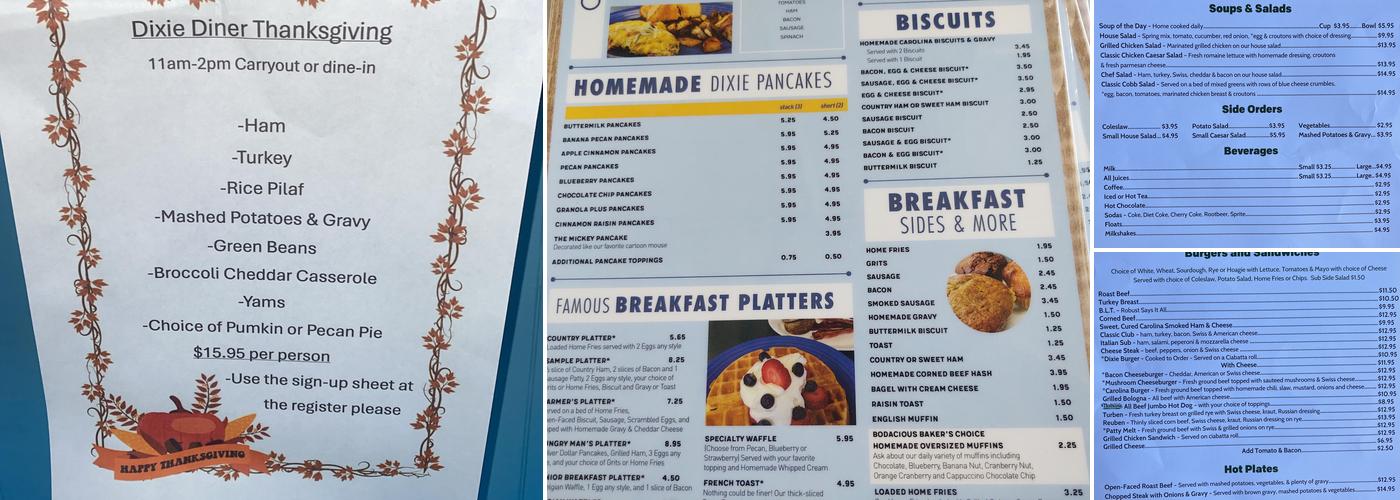 Dixie Diner Menu