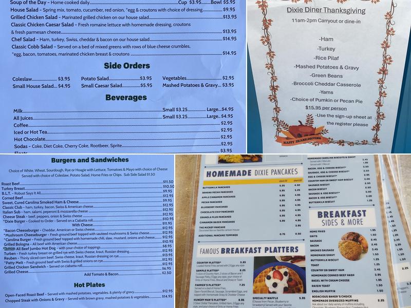 Dixie Diner Menu