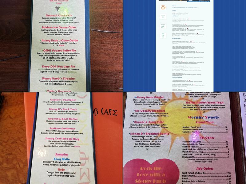 Stoney Knob Cafe Menu