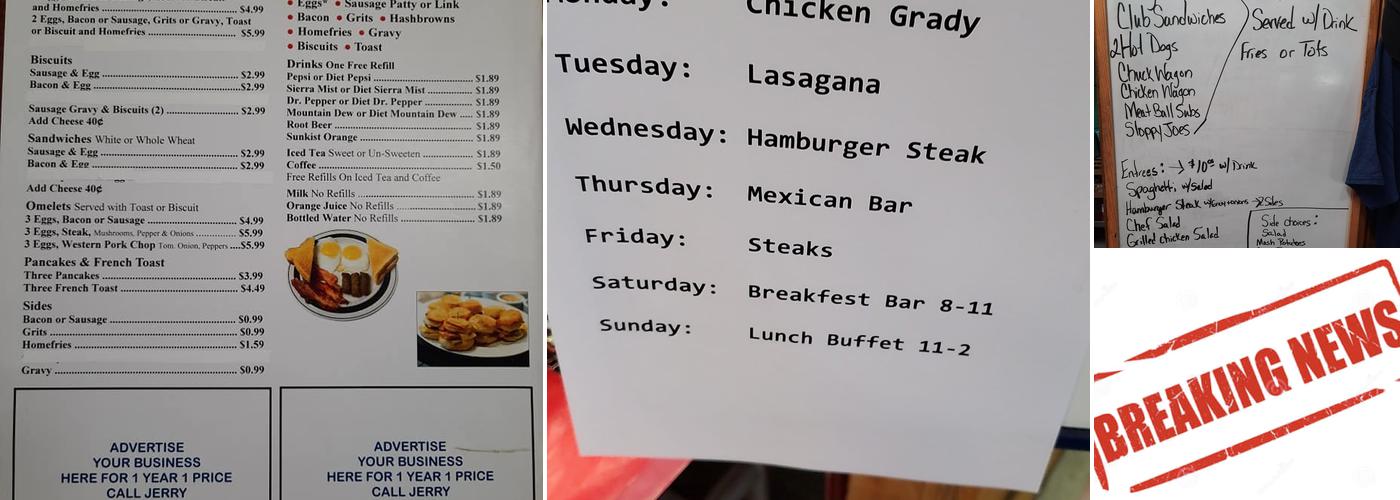 Highway 151 Restaurant Menu