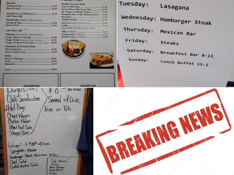 Highway 151 Restaurant Menu