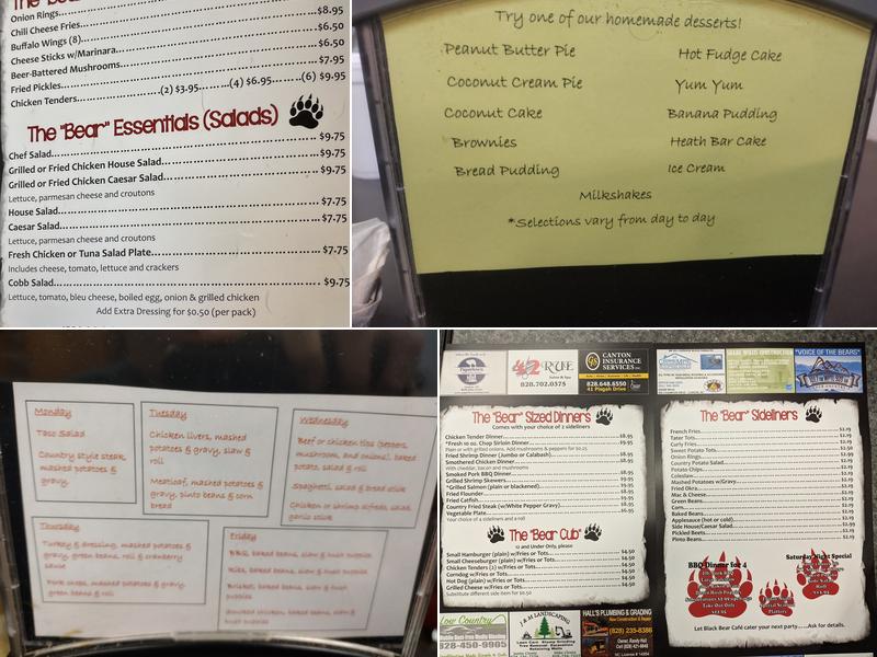 Black Bear Cafe Menu