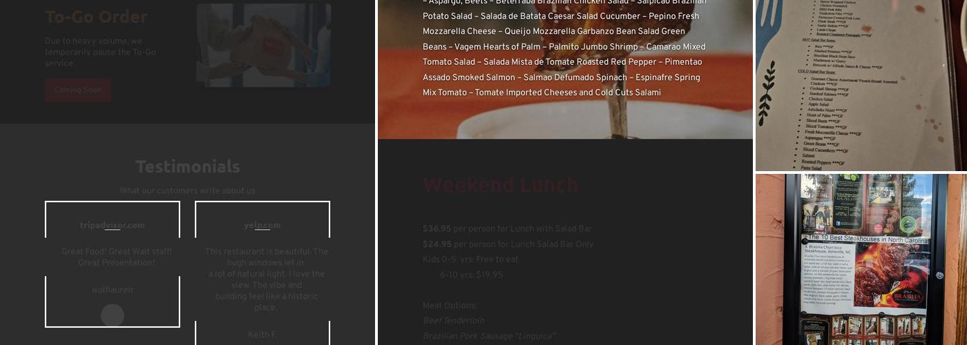 Brasilia Churrasco Steakhouse Menu