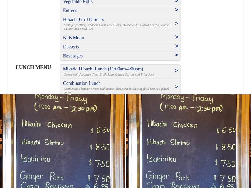 Mikado Japanese Menu