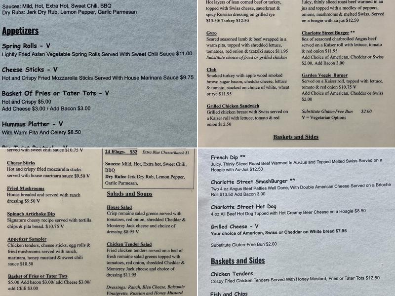 Charlotte Street Grill & Pub Menu