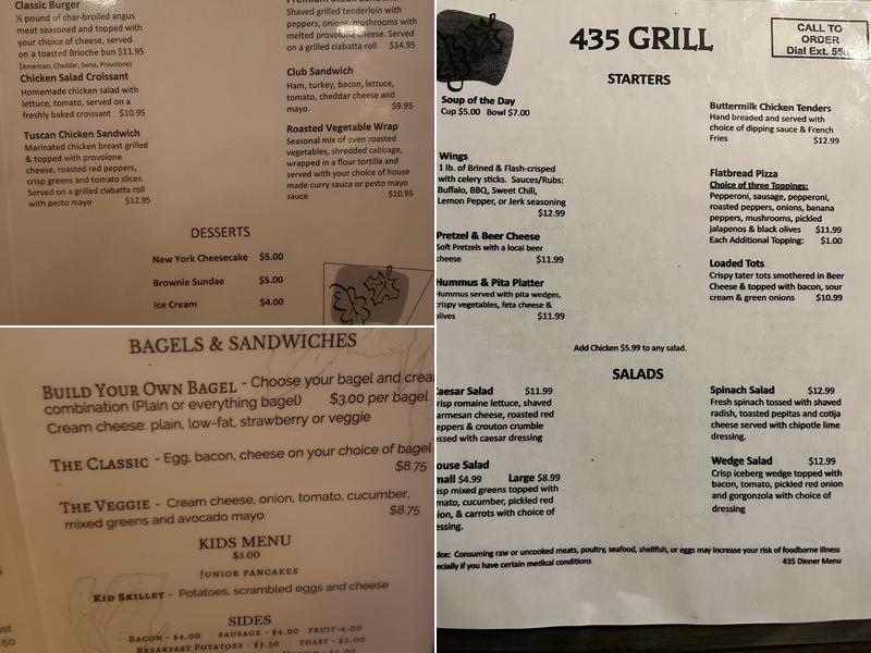 435 Grill Menu