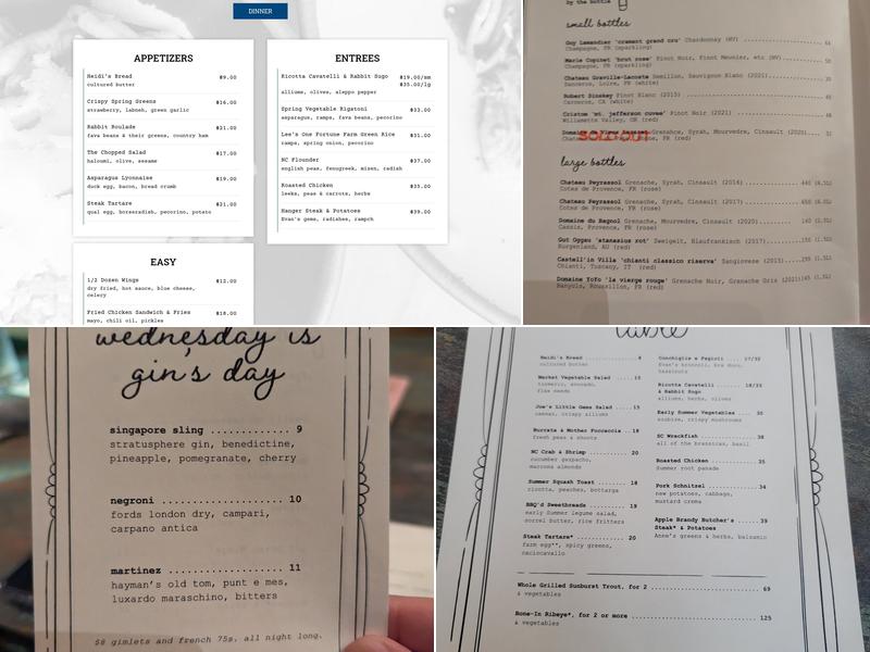 Table Asheville Menu