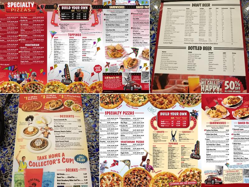 Hideaway Pizza Menu