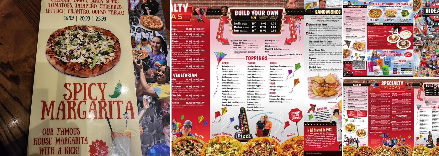 Hideaway Pizza Menu
