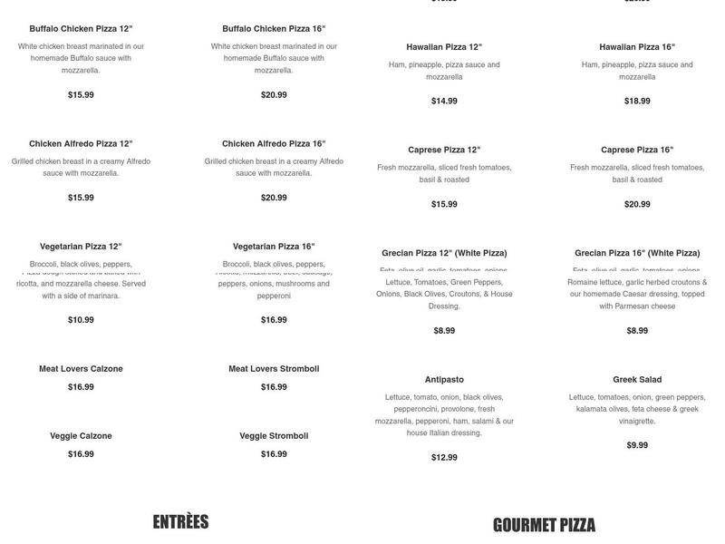 VIPizza Cramerton Menu
