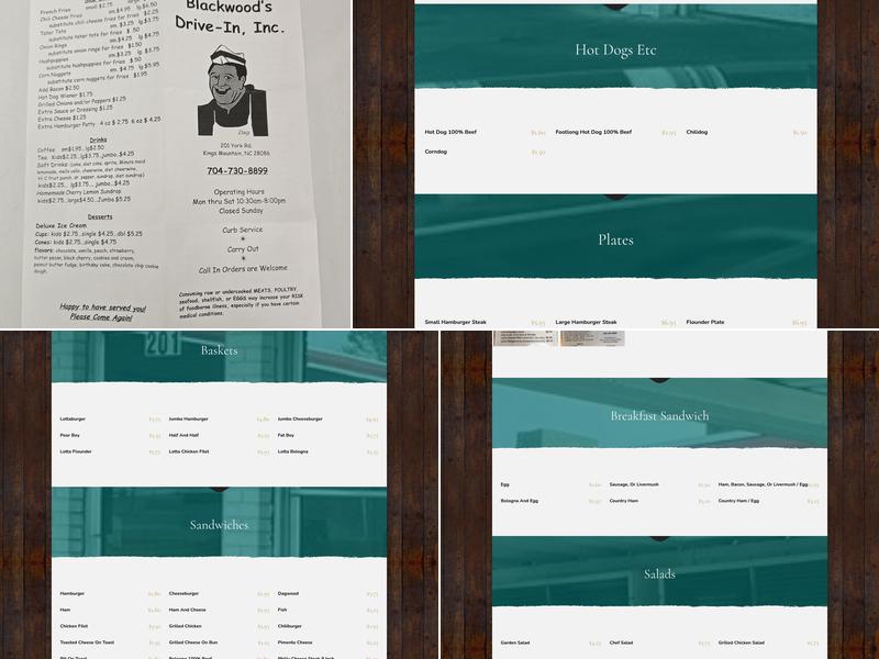 Blackwood's Drive-In Menu