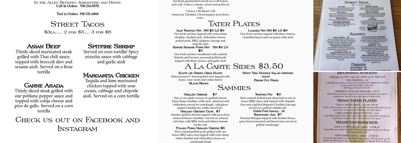 Shorties Grille Menu