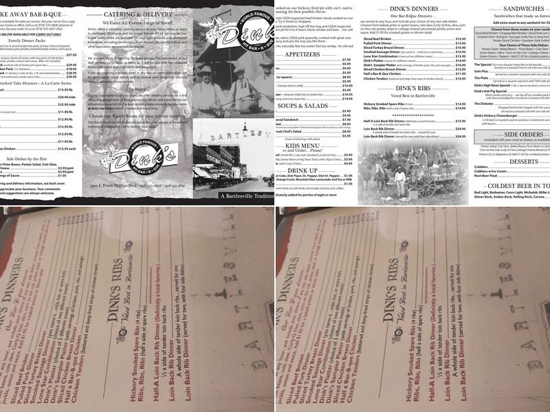 Dink's Pit Bar-B-Que Menu