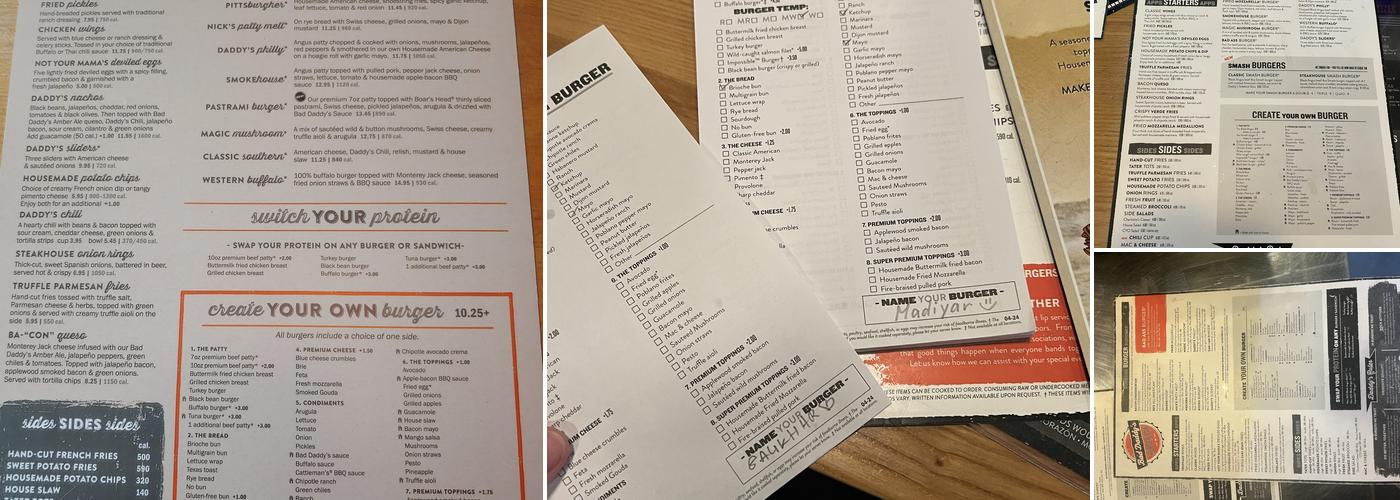 Bad Daddy's Burger Bar Menu