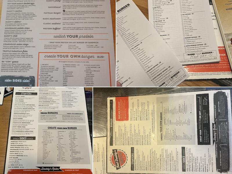 Bad Daddy's Burger Bar Menu