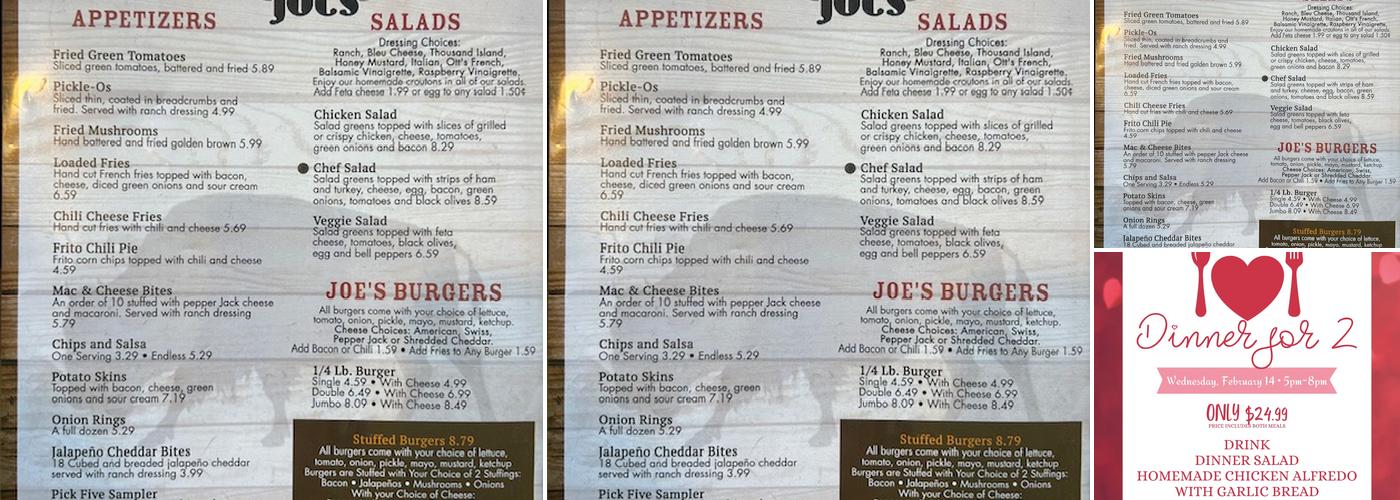 Buffalo Joe's Drive In Menu