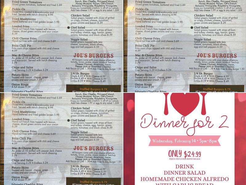 Buffalo Joe's Drive In Menu