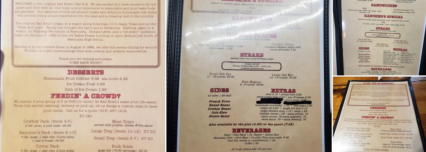 Bad Brad's Bar-B-Q Menu