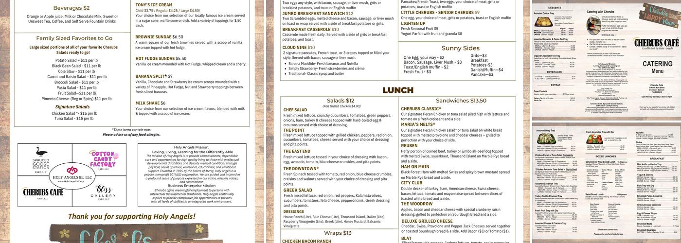 Cherubs Cafe Menu